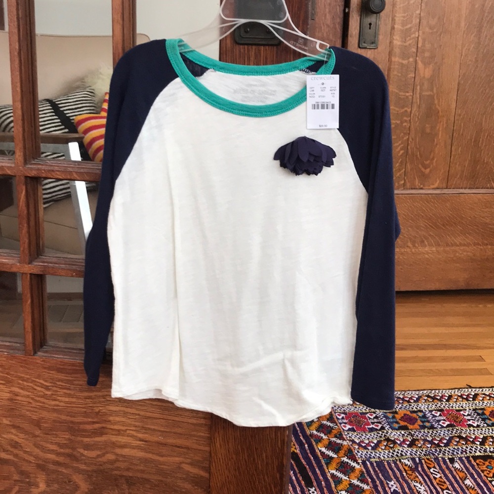 Baseball tee with purple flower